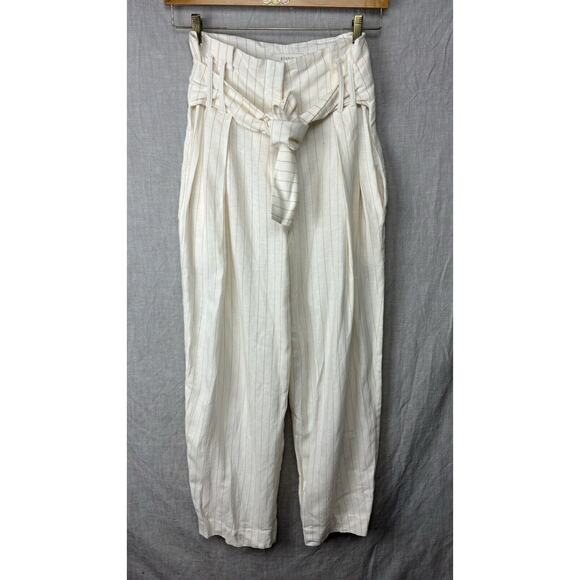 STUDIO NICHOLSON Bora Trousers Pleated Linen Blend Pant Belt Size 2 - Picture 2 of 12
